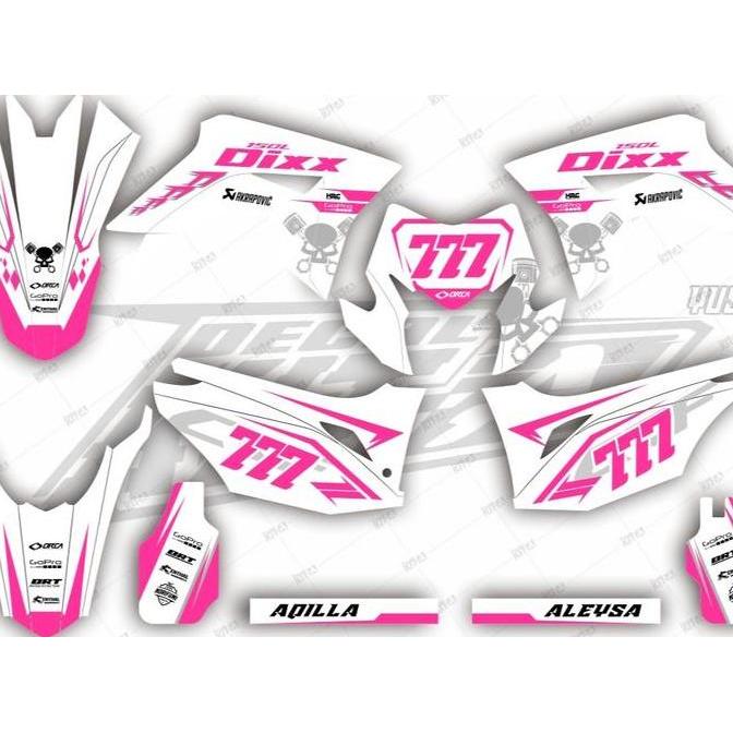 Decal Motor Stiker Stripinng Fullbody CRF 150l Putih Pink