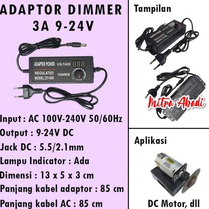 Adjustable Power Adapter Dimmer / Adaptor Dimmer 3A AC - DC 9 - 24V