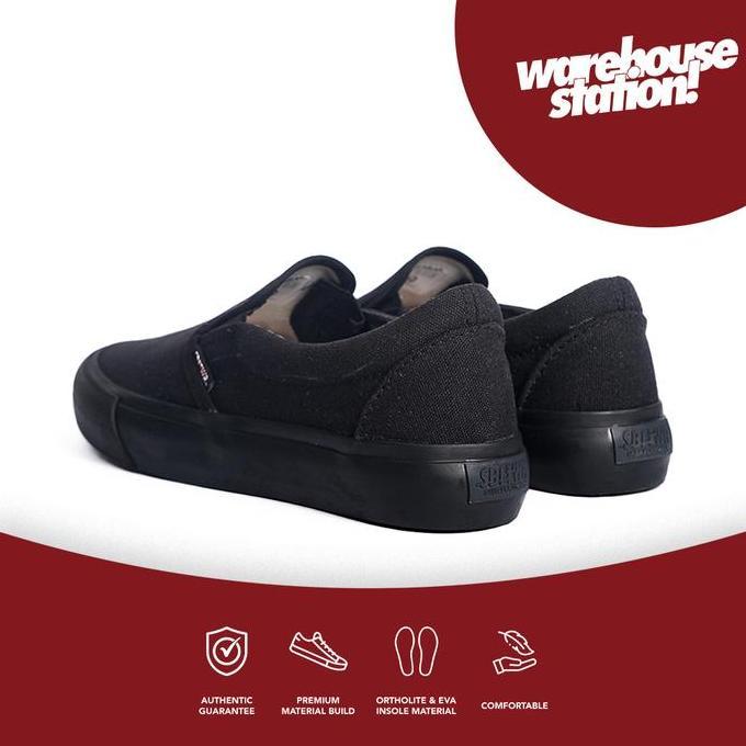 Slip On Pria Saba Vintage Slip On All Black - Sepatu Wanita Sepatu Pria Sneakers Casual