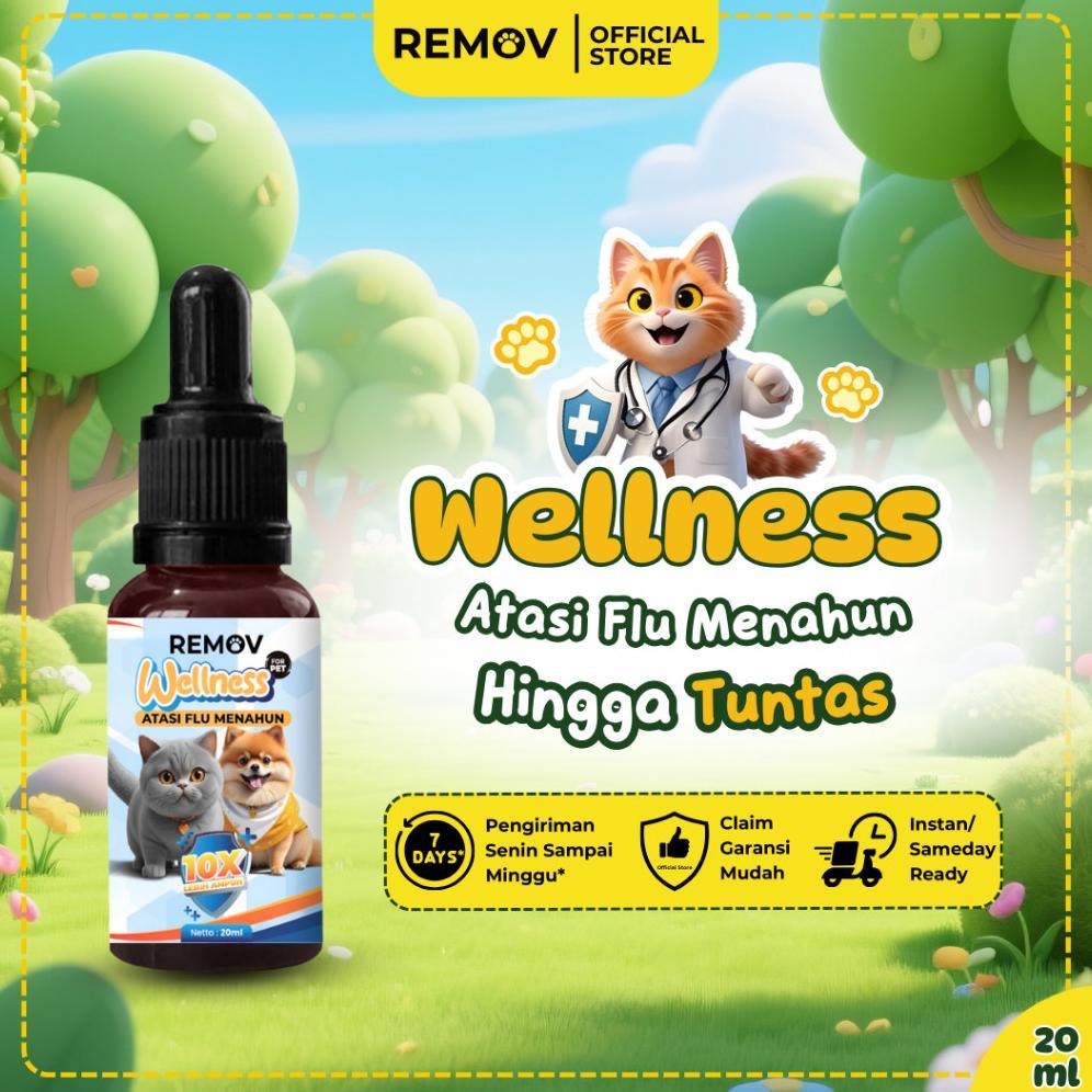 Terlaris Remov Wellness Obat Flu Kucing & Anjing 20Ml Obat Batuk Pilek Demam Ampuh Aman Untuk Hamil 
