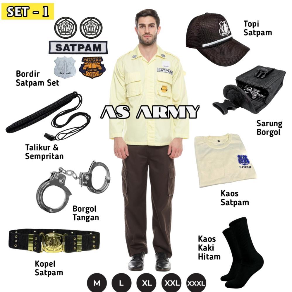 PREMIUM PAKET LENGKAP SERAGAM SATPAM PDL PDH SERAGAM SECURITY TERBARU CREAM KREM PDL SATPAM