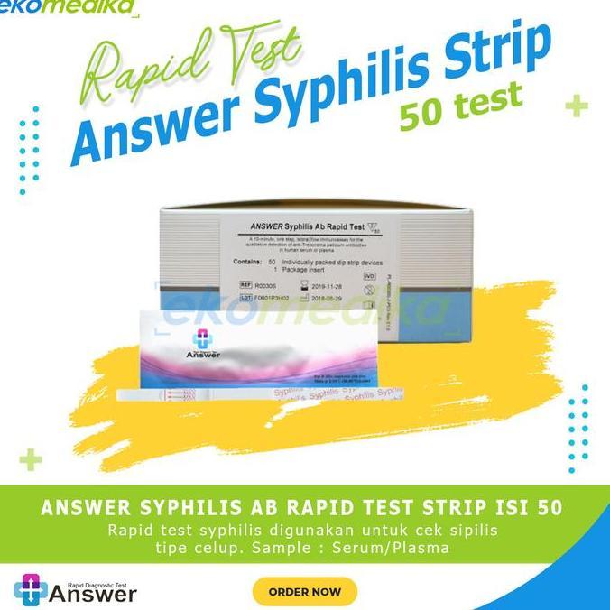 Answer Syphilis Ab Rapid Test Strip 50T Alat Tes Sifilis Serum Plasma Kualitatif IgG IgM IgA Trepone
