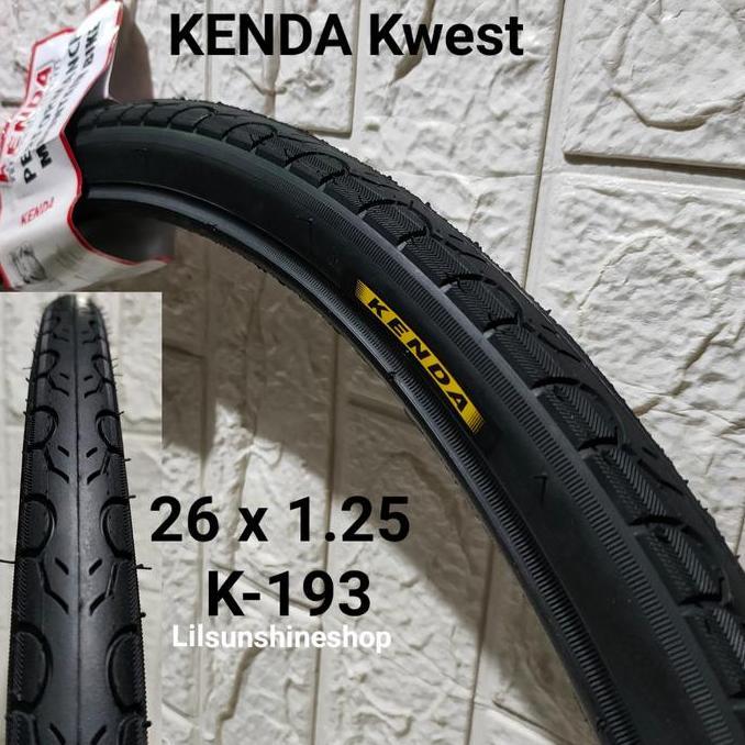 Ban Luar 26 x 1.25 KENDA Kwest 26x1.25 K193 Sepeda MTB Hybrid CTB Federal Black Motif Halus