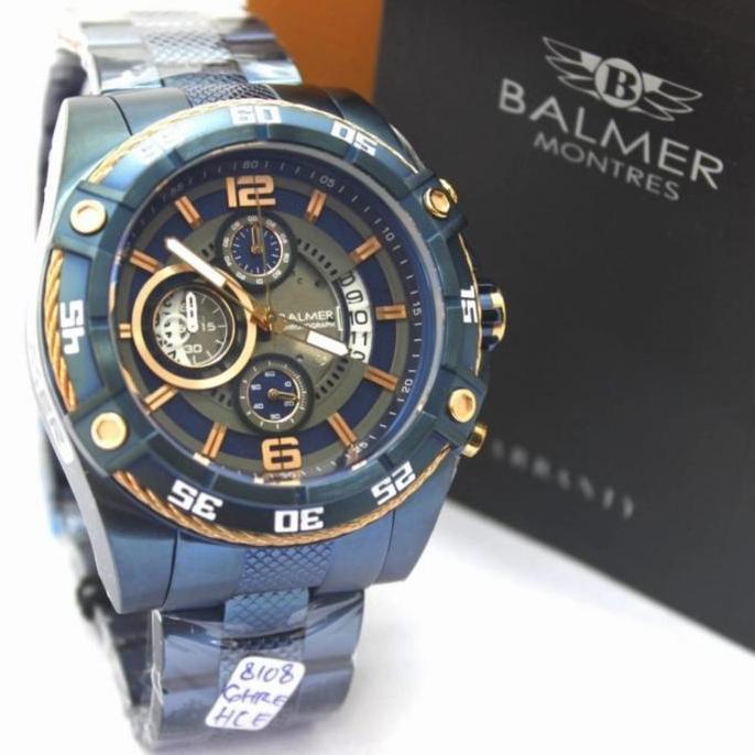Jam Tangan Pria BALMER 8108 Original Blue Rosegold Chronograph Sport