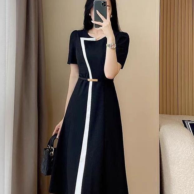 Dress Hitam Elegan Korea Terbaru/Casual Dress/Dress Pesta Putih Mewah
