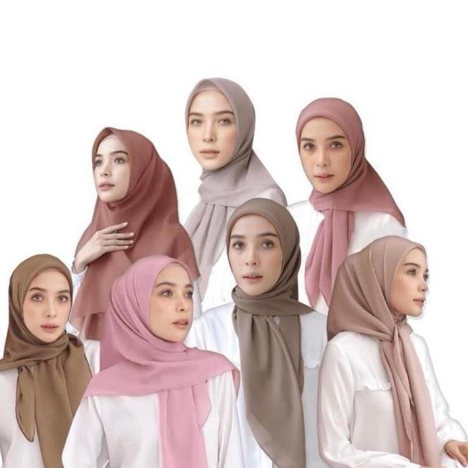 12Pcs Bella Plain Square Pollycatton Double Hycon Bebas Pilih Warna Jilbab Muslim Jilbab Basic Kerud
