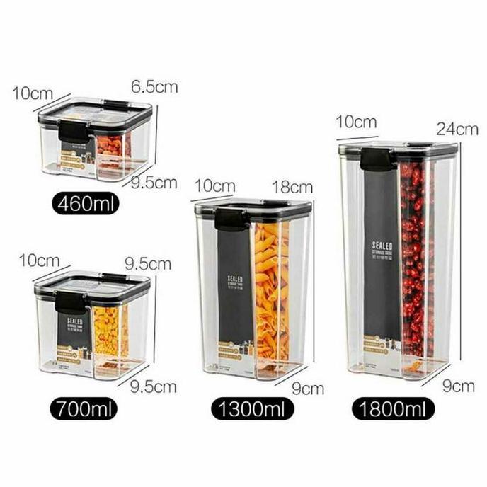 Youme- Toples Kotak Plastik Bening Kekinian Makanan Kue Serbaguna 1800 Ml