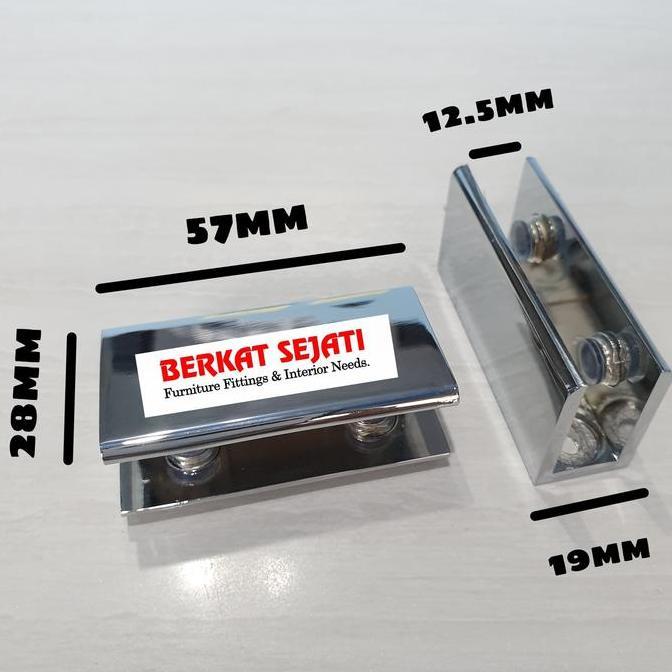 Aisuru- Ambalan Jepit Kaca Kotak Stainless Penyangga Ambalan Kaca 5 - 12 Mm L