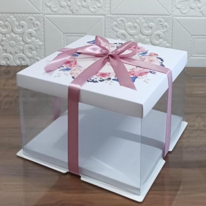 Papipu- Cake Box Mika 22X22X15 Cm Kotak Kue Tart Transparant.