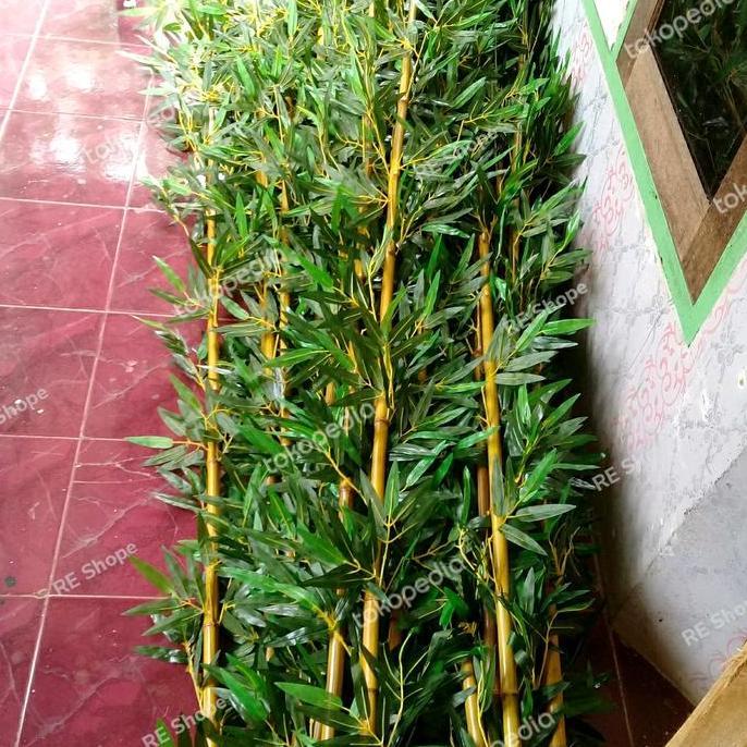 Tokoro- Batang Bambu/Daun Bambu/Bunga Hias Pohon Plastik 170Cm