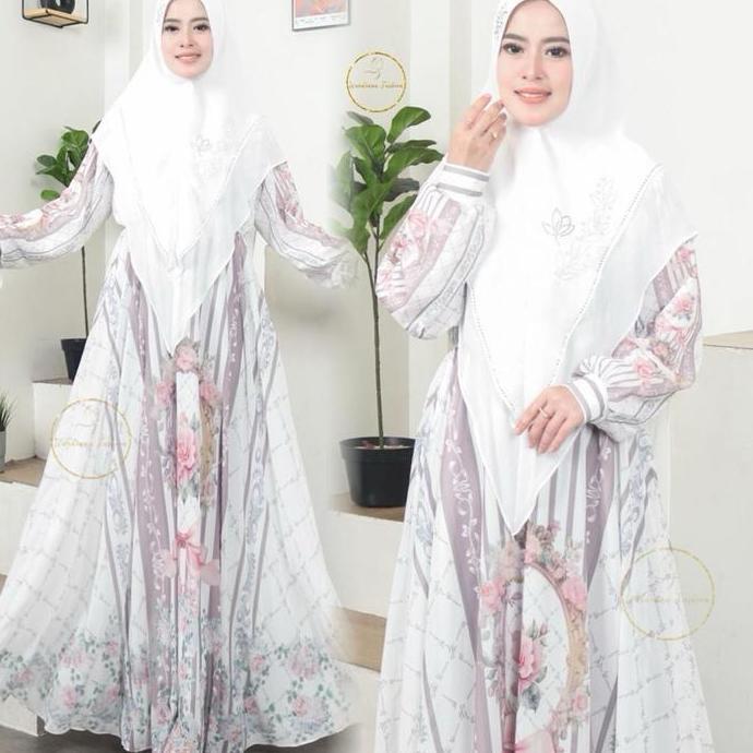 Shukyo- Nins Exclusive Claudya Set Hijab Karissafull Ceruty Babydoll Khimar 2 Layer Muslim Syari Meh