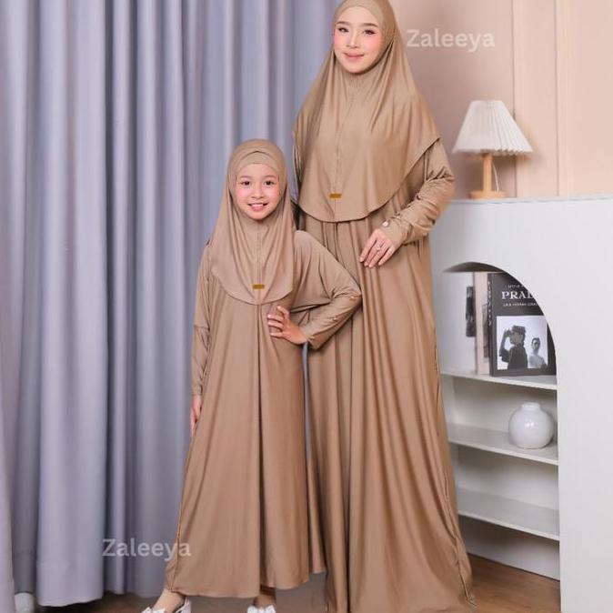 Shukyo- Gamis Couple Ibu Anak Perempuan Set Hijab Jersey Abaya Couple Ibu Anak Lebaran Kekinian