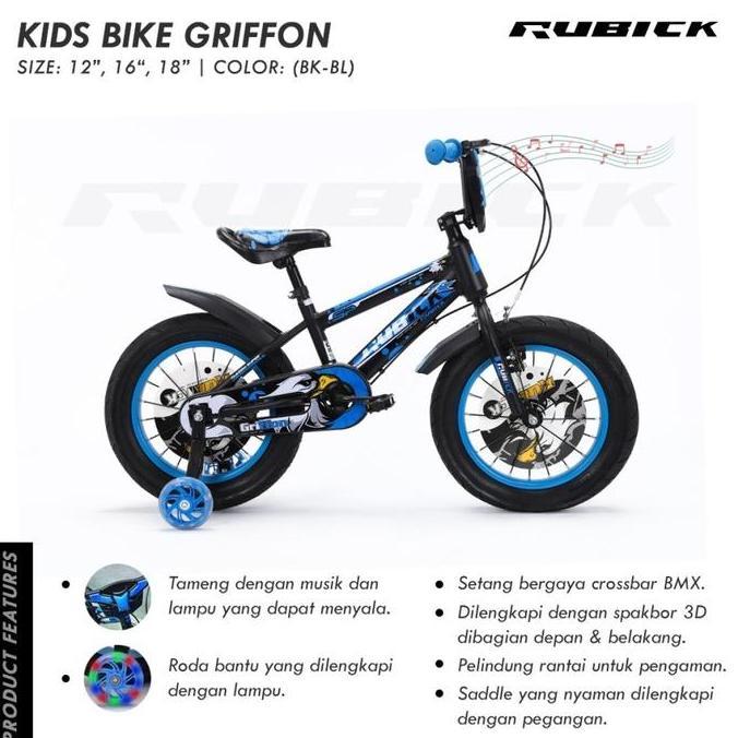 Promo Sepeda Bmx Anak 12 16 Inch Rubick Ban Jumbo Besar Usia 3-8 Tahun Ada Musik Dan Lampu Sni New C