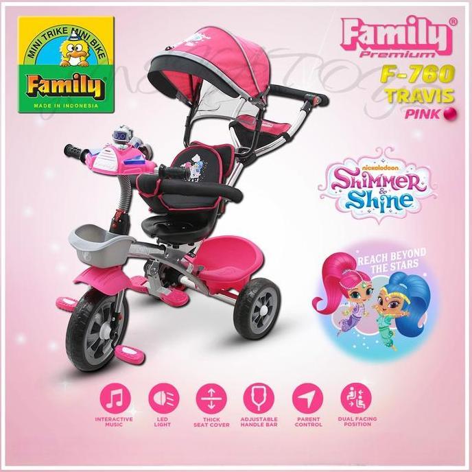 Promo Sepeda Roda Tiga Anak Family Travis F760 Dengan Mainan N Musik Lampu Ban Eva Cod