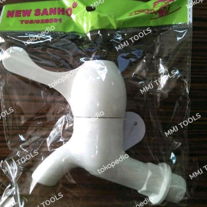 Kran pvc SANHO engkol 1/2"-NEW SANHO kran pvc engkol - Kran tembok pvc