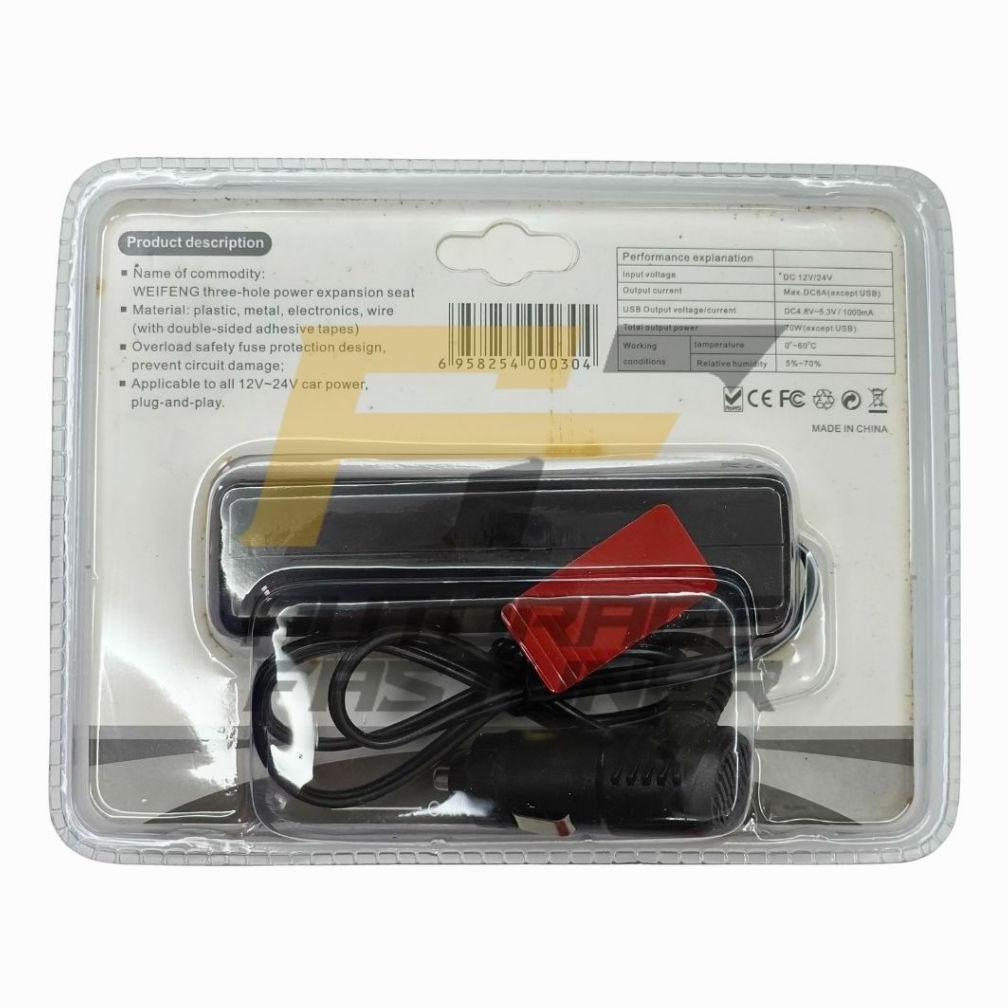 BESTPROMO CHARGER MOBIL COLOKAN USB 3 SOKET LIGHTER SOCKET SPLITTER CIGARETTE LIGHTER 3 LUBANG + 2 U