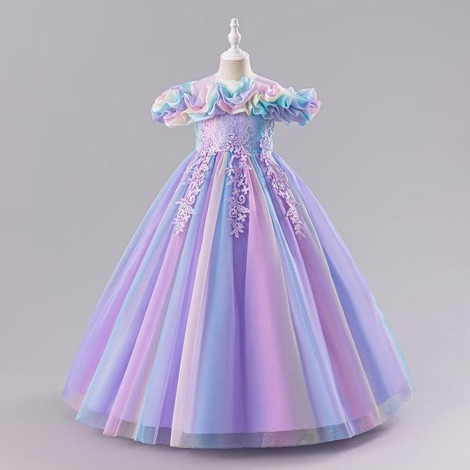 3-10Yrs Gaun Gadis Party Anak Dress Dress Princess Baju Hadiah Ulang Tahun Elegant Anak Perempuan