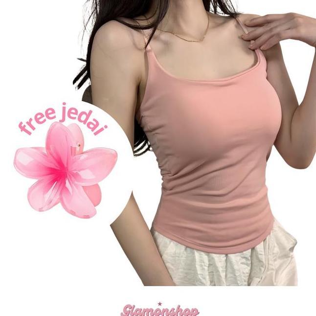 Glamon Br474 Tanktop Bra With Cup Singlet Polos Atasan Wanita Top Katun Cewek Panjang