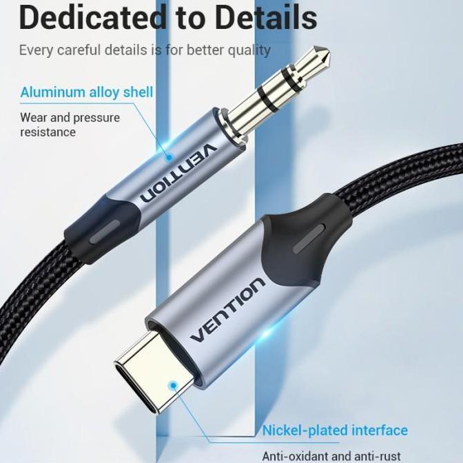 Voce- Vention Kabel Usb Type C To Aux 3.5Mm Jack Audio Adapter - Bgk