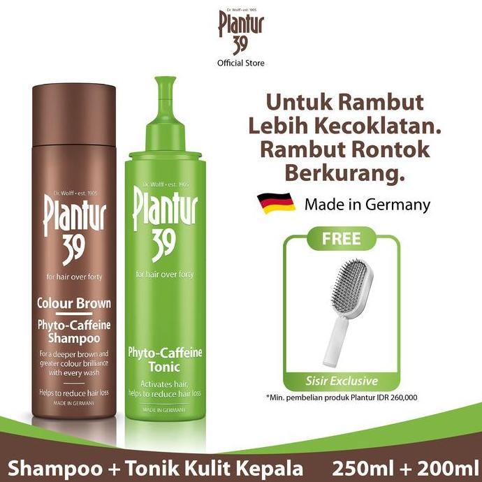 Ohr- Paket Plantur 39 Brown - Plantur 39 Brown Shampoo + Tonik Rambut Tipis