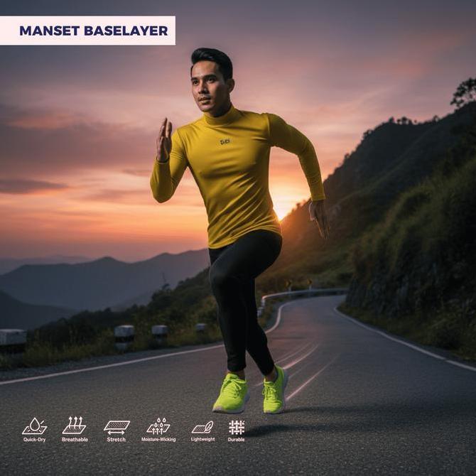 AMDOXTE Baselayer Olahraga Pria Spandex Tangan Panjang Untuk Hiking & Naik Gunung