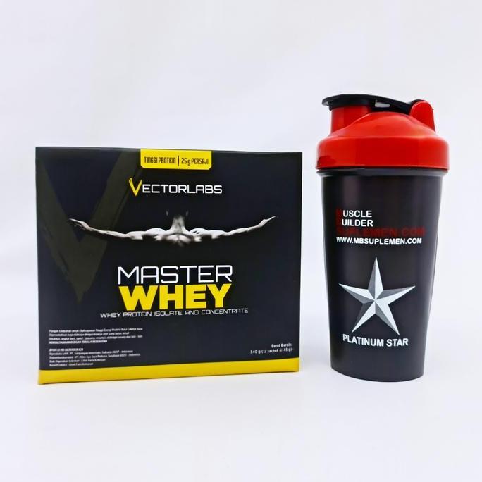 Erganzen- Master Whey Vectorlabs 12 Sachet  1 Box Kotak Saset Sachets Protein Concentrate Isolate 3 