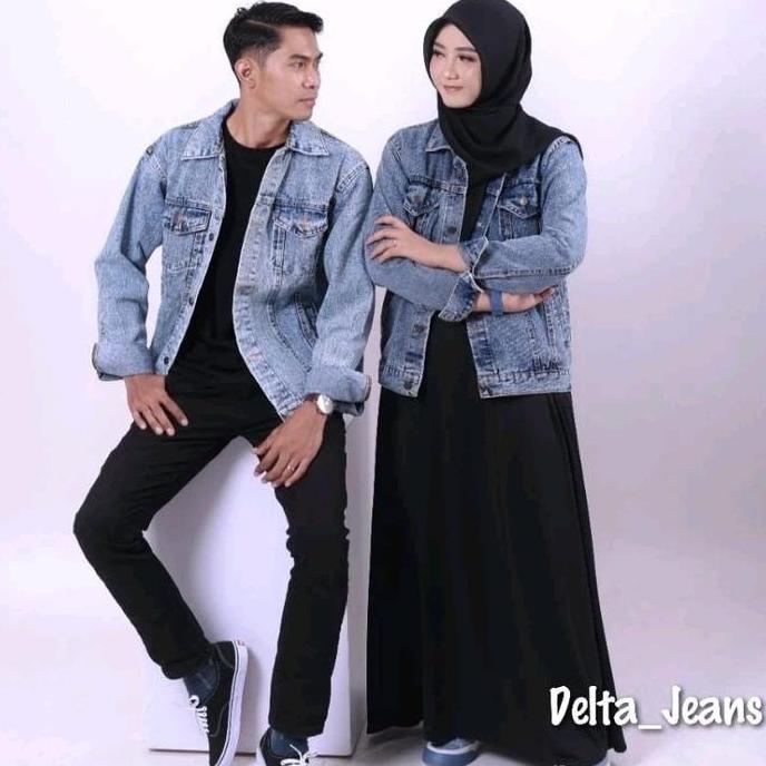 (ISI 2 PCS)Jaket Jeans Denim Couple Pasangan Premium Quality