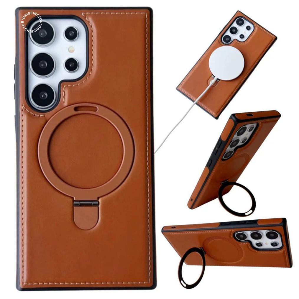 CUCI GUDANG GENUINE CASE KULIT MAGSAFE - LEATHER WITH STANDABLE - HARDCASE/CASING HP COMPATIBLE FOR 