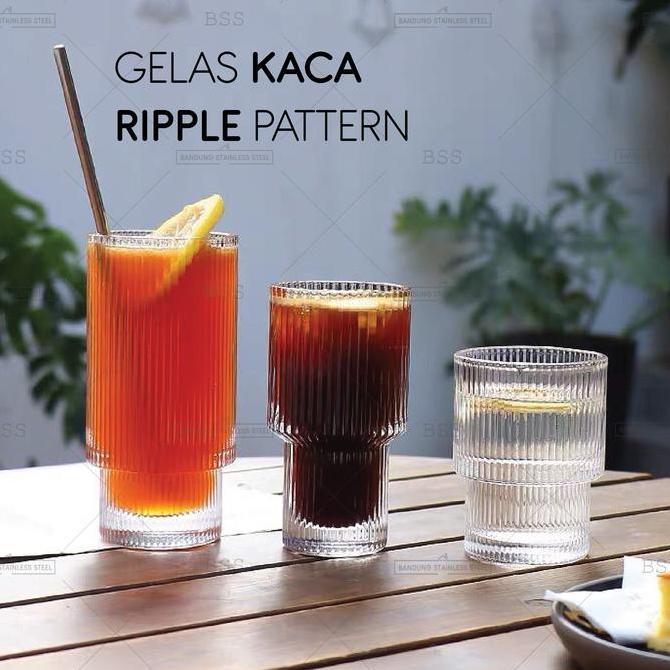 Sunn- Gelas Kaca 190Ml 210Ml 300Ml Kopi Susu Ripple Tebal Tinggi Yo-Reum