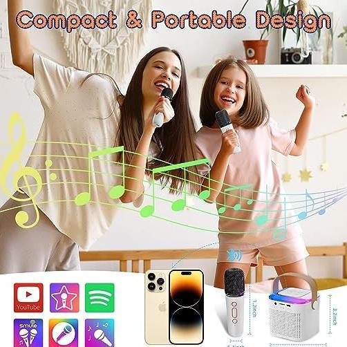 hot product mini karoke speaker bluetooth 2 mic / mini karoke speaker bluetooth portabel penuh bass 