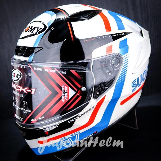 TERLARIS!! SUOMY HELM TRACK1 NINETY SEVEN | WHITE RED | TRACK 1 SINGLE VISOR - MOTORCYCLE