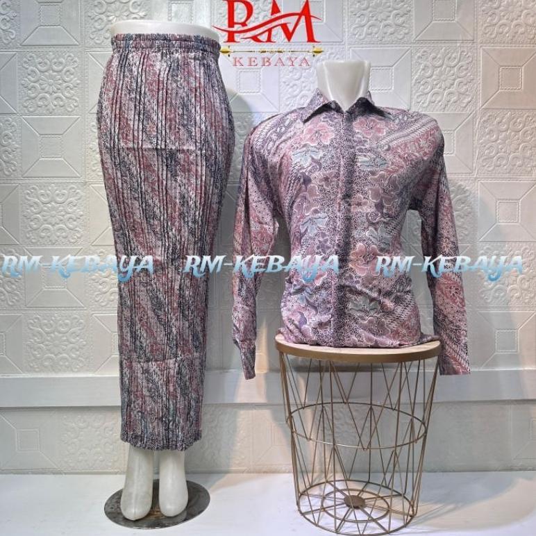 TERBARU BAJU BATIK COUPLE / KEMEJA BATIK COUPLE ROK PLISKET BATIK / SET BATIK COUPLE PASANGAN / COUP
