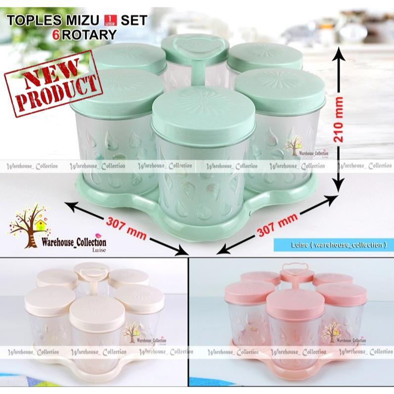 TOPLES BERPUTAR SET 6 & SET 5 TOPLES GARASU & MIZU 1 LITER //  ROTARY NAMPAN PUTAR PLASTIK AKRILIK /