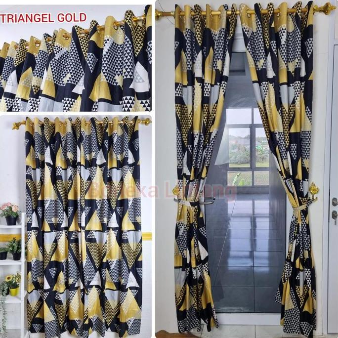 BL GORDEN PINTU KAMAR - HORDENG RUANG TAMU - KORDEN JENDELA TINGGI MOTIF TRIANGLE GOLD