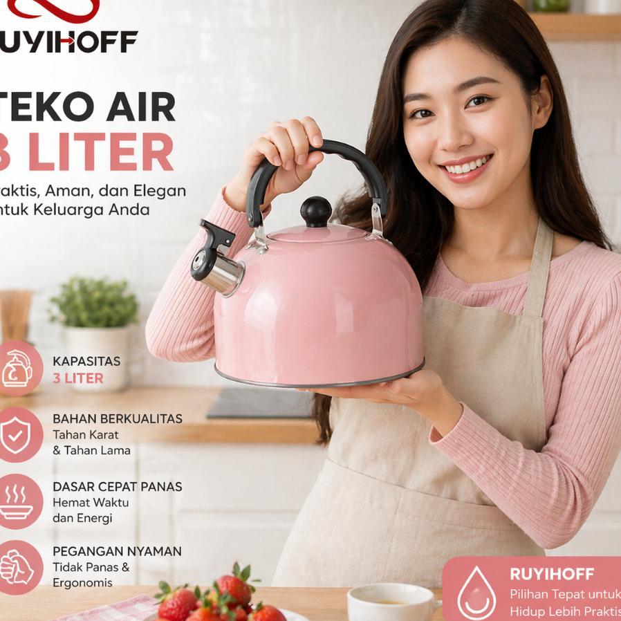 Ruyihoff Teko Air Whistling Bunyi 3 Liter Stainless Steel Ruyihoof Original