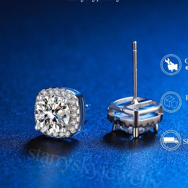 Anting Titanium Wanita Pria Anti Karat Anting Jepit Berlian Emas Putih Hadiah Kotak Daily