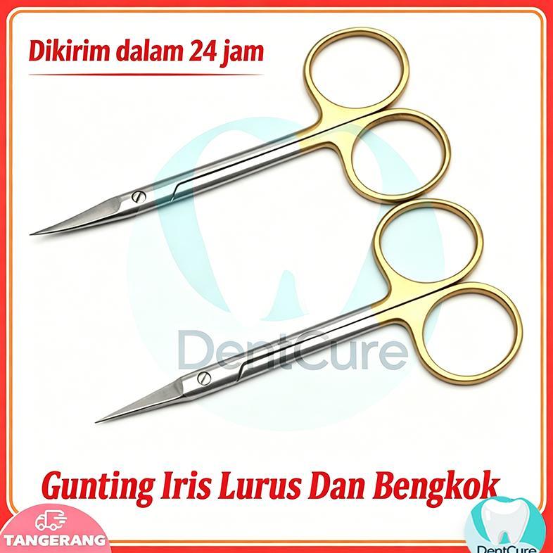Marwa Gunting Iris Lurus Bengkok Gunting Iris Tajam Tajam Gunting Iris Ukuran 11,5 Cm Operating Scis