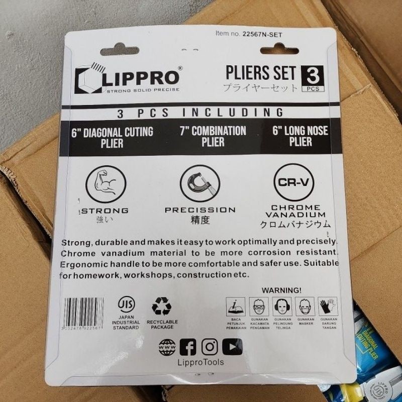 Lippro Set Tang Kombinasi Potong Lancip Lipro Heavy Duty Paket Set Tang Lipro