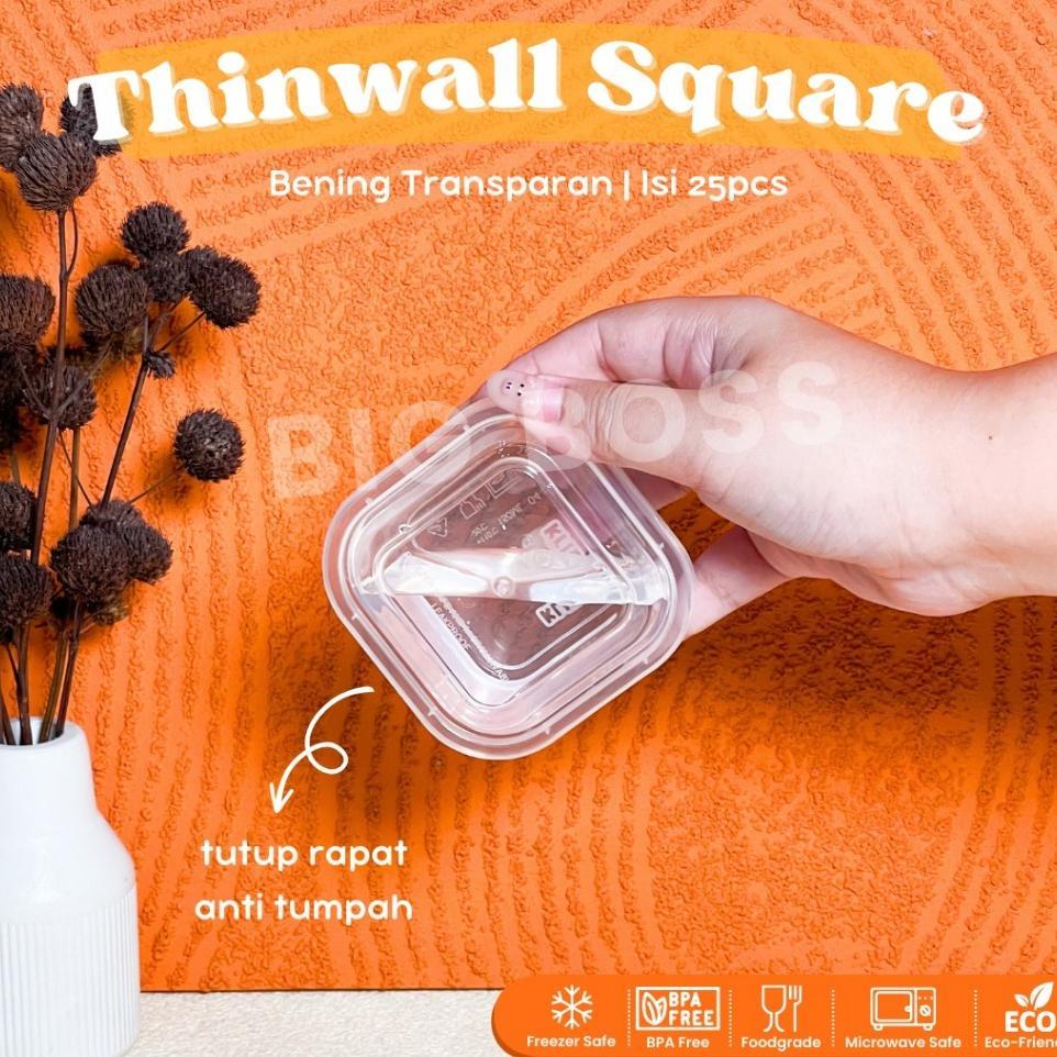[25Pcs] Thinwall Square 120Ml 150Ml 350Ml 500Ml / Kotak Makan Plastik Dessert Salad Buah Puding