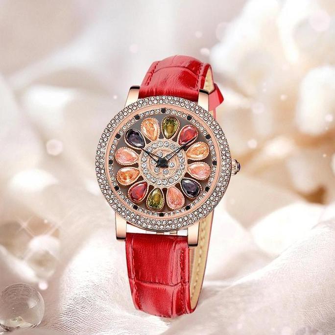 Cristiano Aillen Jam Tangan Wanita 878 Kulit Leather Asli Turbine Water Resistant 3 ATM Kaca Stainle