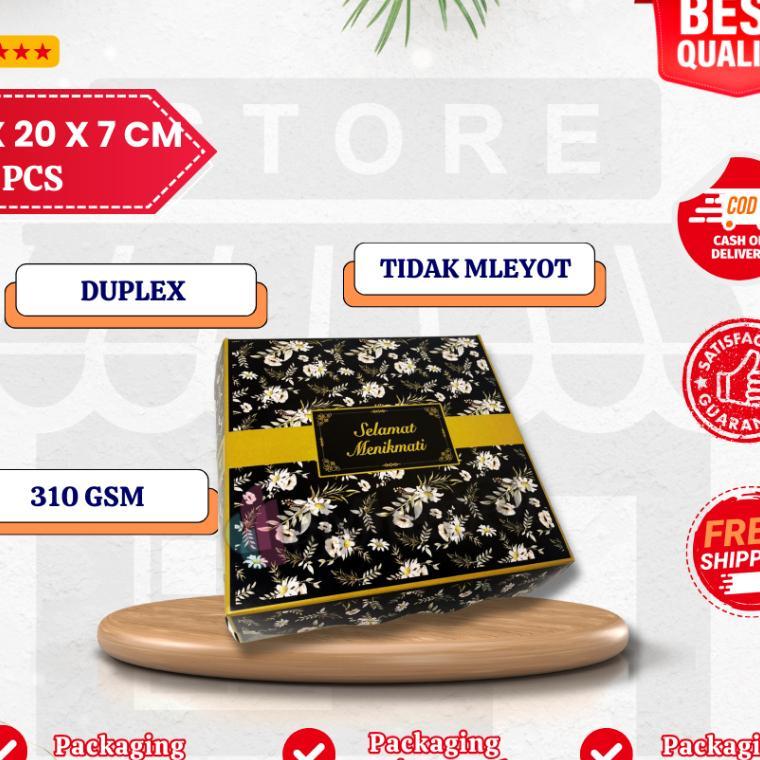 (50 Pcs) Box Dus Nasi Kotak R10K Motif Batik Hitam Premium - Ukuran 20X20X7 Cm