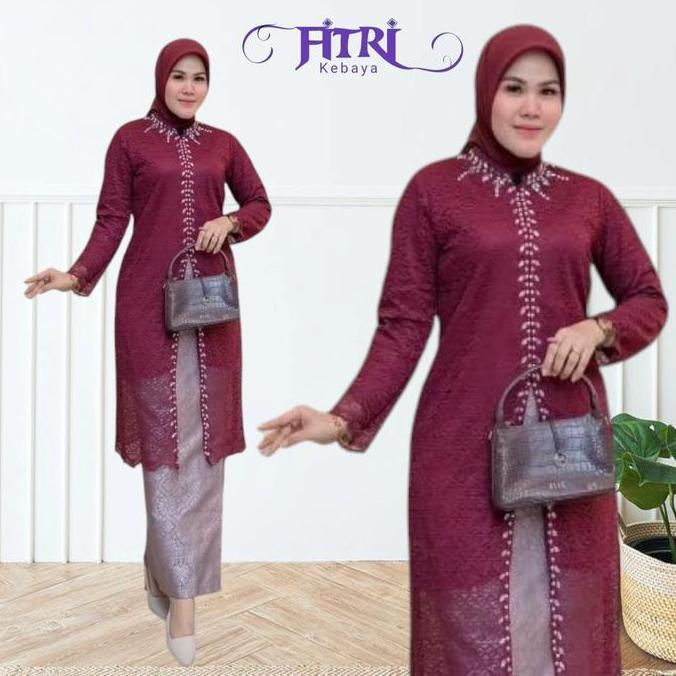 Setelan Kebaya Tunik Payet Busui Brokat Modern Elegan Atasan Baju Wanita Kebaya Kurung Melayu Mix So