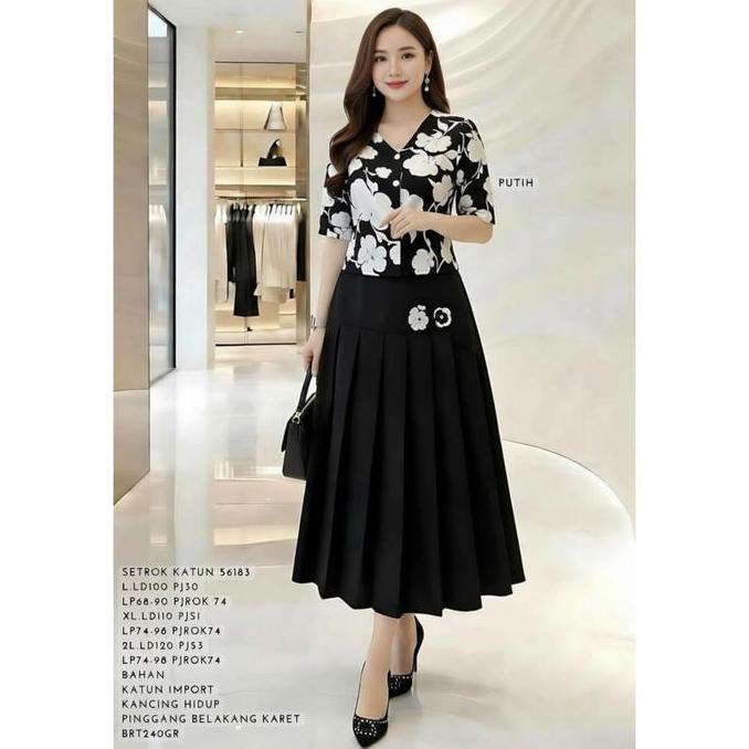 SET ROK WANITA 56183 PUTIH BAHAN KATUN TERSEDIA UKURAN STANDAR DAN JUMBO