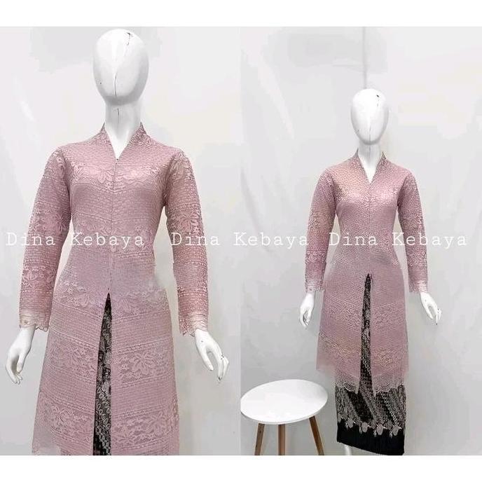 Atasan Kebaya Tunik Brukat Kurung Busui Kebaya Tunik Brokat Kancing Depan Atasan Kebaya Tunik Malika