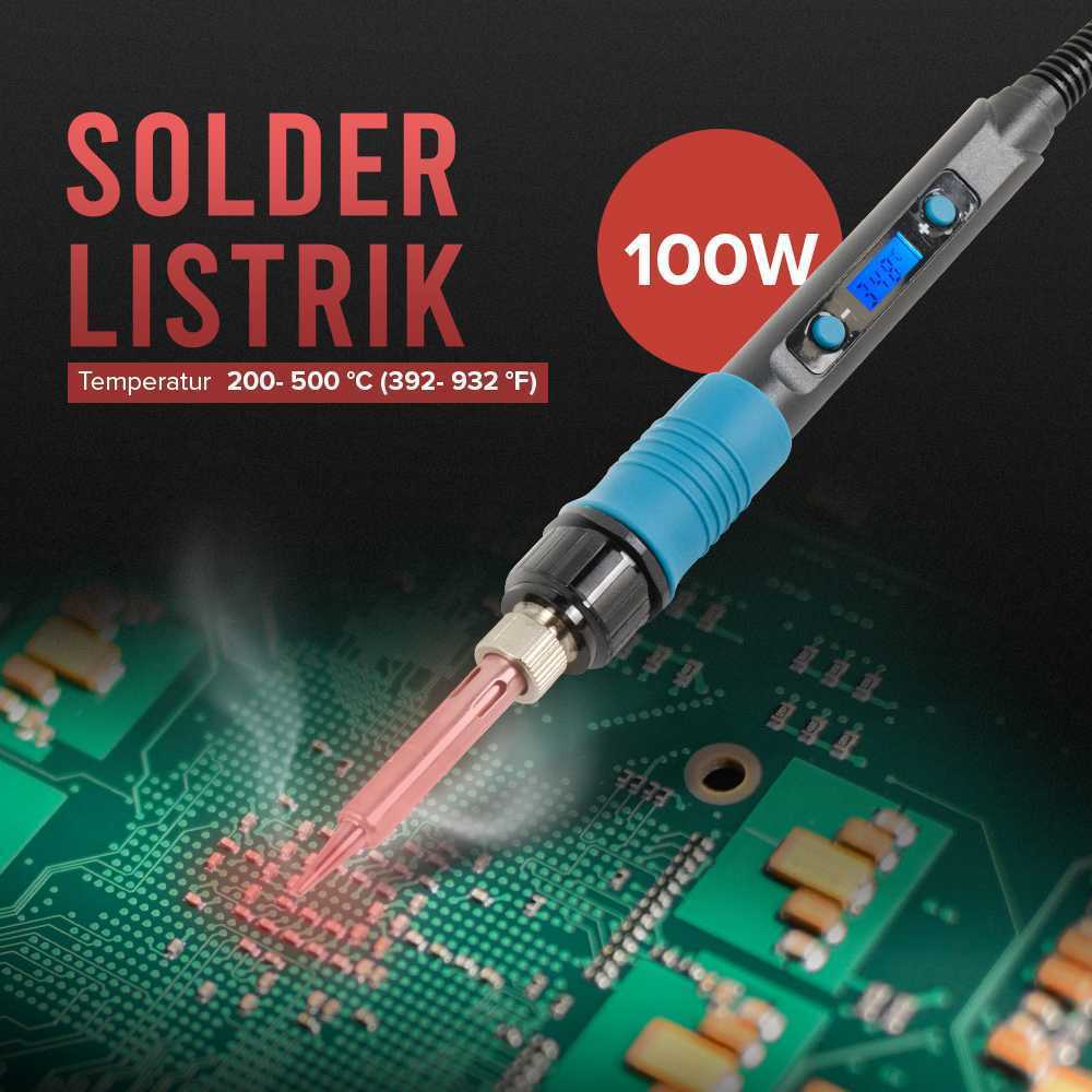Mall Diye Solder Listrik Digital Lcd + Timah Set Lengkap 100 Watt Adjustable Temperature L10