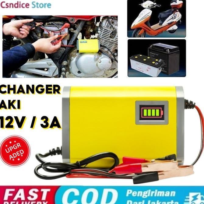 KINEGY Charger Aki Portable 12V 3A Motor Mobil Cas Casan Aki Motor Charger Aki Motor 12v Otomatis/Ca