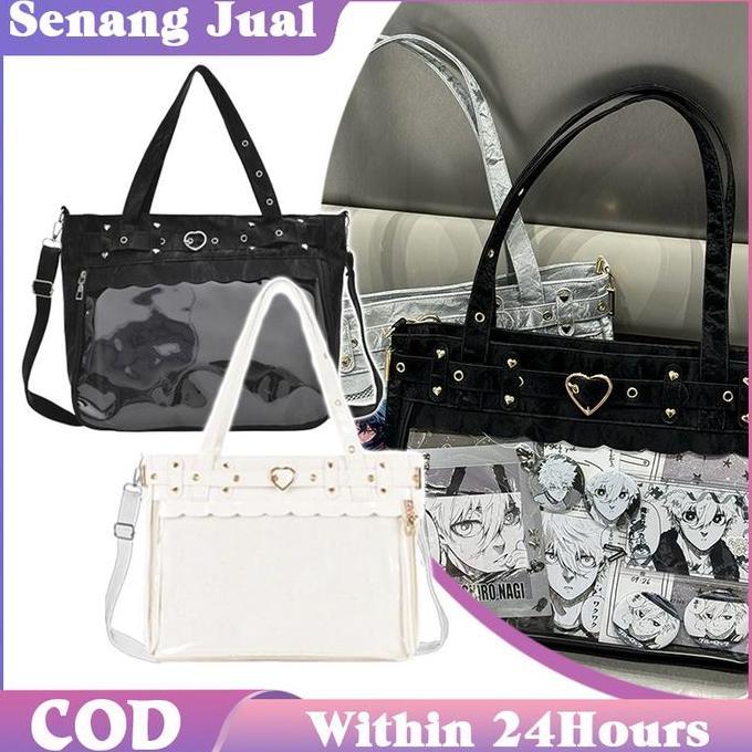 CRAINI Tas Kuliah Untuk Simpan Badge / Tas Selempang Bahu Pu Jepang / Transparan Tas Itabag