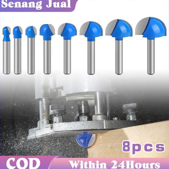 AKZYN 8Pcs 6MM Mata Profil Router Bit Mata Profil Setengah Lingkaran Mata Profil Sloting Bit