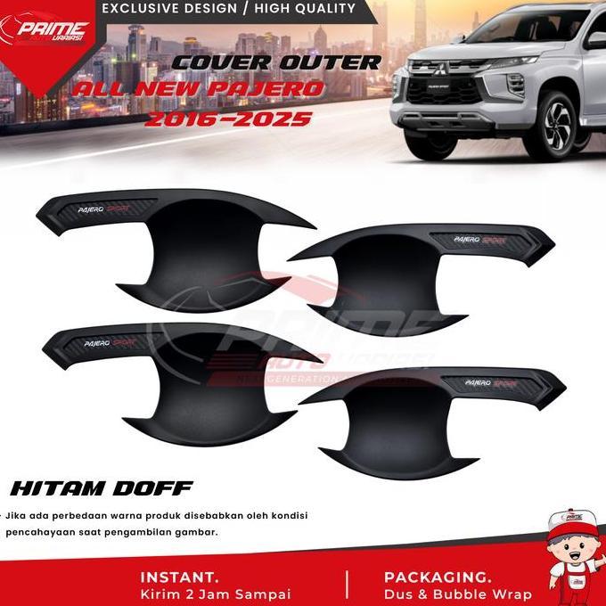 PAJERO SPORT 2016 2021 2025 OUTER HANDLE COVER HITAM DOFF CARBON AKSESORIS MITSUBISHI PAJERO TERBATA