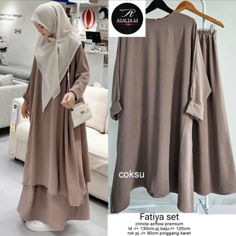 BestPromo Pgmt - Fatiya Indira Long Set Tunik Xl Ld 110Cm Xxl Ld 130Cm Rok One Set Wanita Bahan Crin